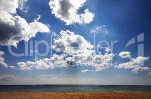 Sea beach in sun day