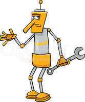 robot with wrench cartoon illustration