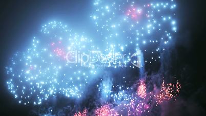 Blurred fairy lights from fireworks background.