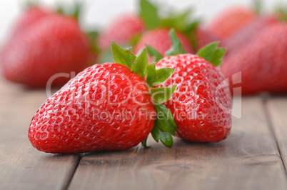 two strawberries closeup