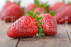 two strawberries closeup