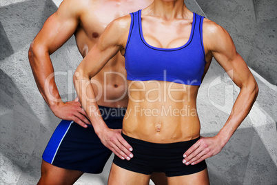 Composite image of bodybuilding couple