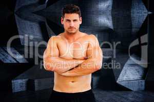 Composite image of bodybuilder posing
