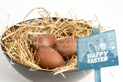 Composite image of easter egg hunt sign