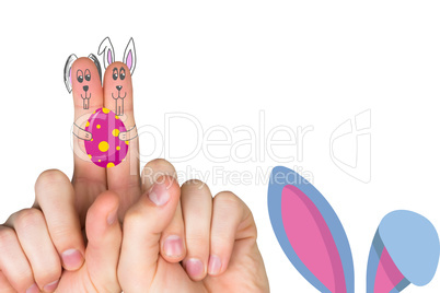 Composite image of fingers as easter bunny