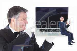 Composite image of businessman reading