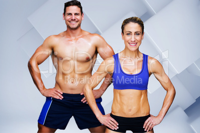 Composite image of bodybuilding couple