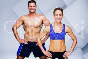 Composite image of bodybuilding couple