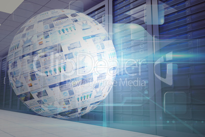 Composite image of screen sphere showing business advertisement