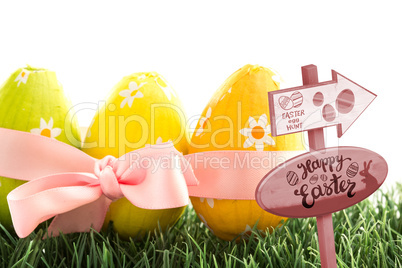 Composite image of easter egg hunt sign