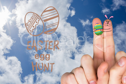 Composite image of fingers as easter bunny