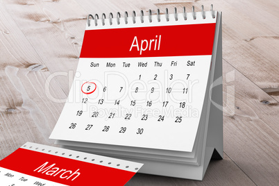 Composite image of april calendar