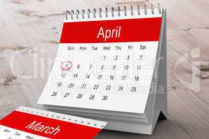 Composite image of april calendar