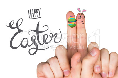 Composite image of fingers as easter bunny