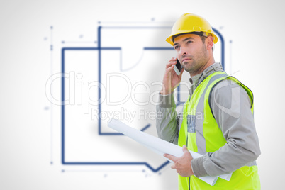 Composite image of architect on the phone