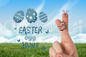 Composite image of fingers as easter bunny