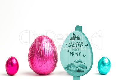 Composite image of easter egg hunt sign