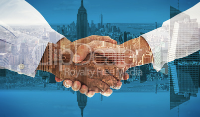 Composite image of close-up shot of a handshake