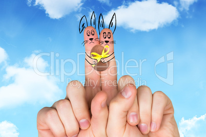 Composite image of fingers as easter bunny