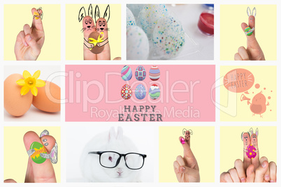 Composite image of fingers as easter bunny