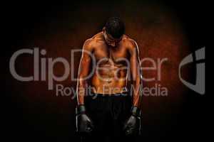 Composite image of muscular boxer