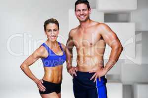 Composite image of bodybuilding couple