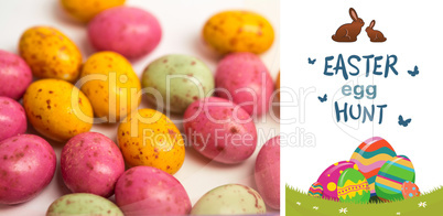 Composite image of easter egg hunt graphic