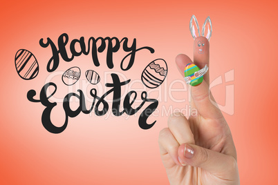 Composite image of fingers as easter bunny