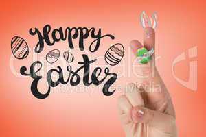 Composite image of fingers as easter bunny