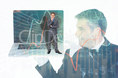 Composite image of thinking businessman