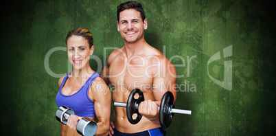 Composite image of bodybuilding couple