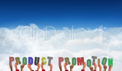 Composite image of hands showing product promotion