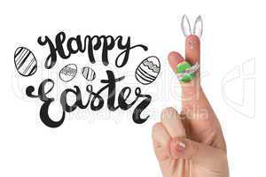 Composite image of fingers as easter bunny