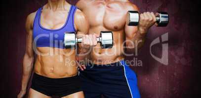 Composite image of bodybuilding couple