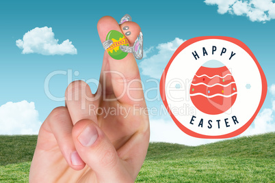 Composite image of fingers as easter bunny