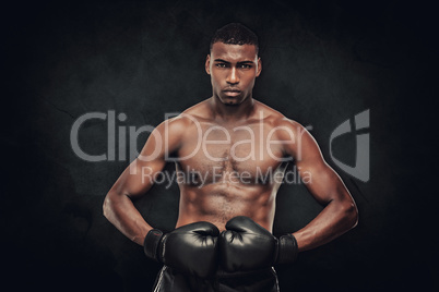 Composite image of muscular boxer