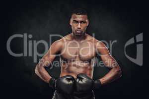 Composite image of muscular boxer