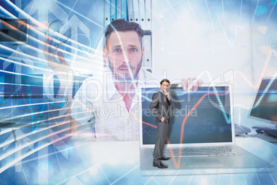 Composite image of thinking businessman