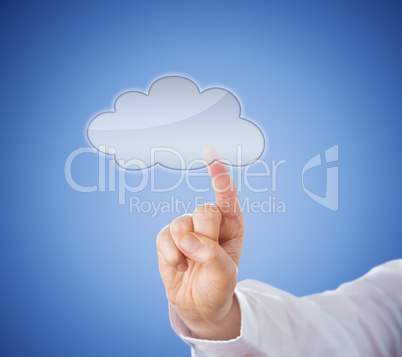Copy Space In Cloud Icon Touched By Index Finger