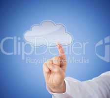 Copy Space In Cloud Icon Touched By Index Finger