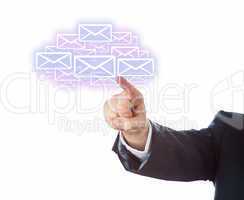 Arm Aiming At Many Email Icons Forming A Cloud