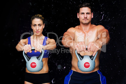 Composite image of bodybuilding couple