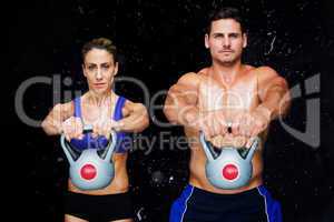 Composite image of bodybuilding couple