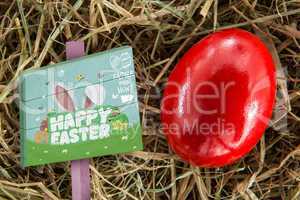 Composite image of easter egg hunt sign