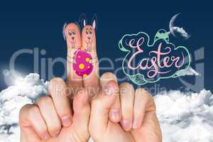 Composite image of fingers as easter bunny