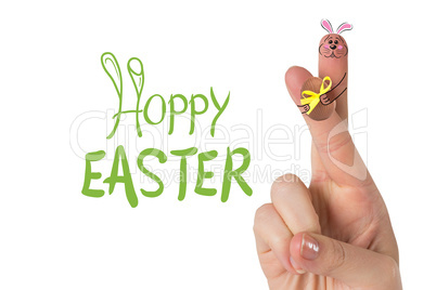 Composite image of fingers as easter bunny