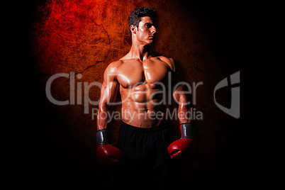 Composite image of muscular boxer