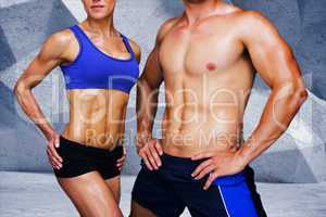 Composite image of bodybuilding couple