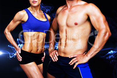 Composite image of bodybuilding couple