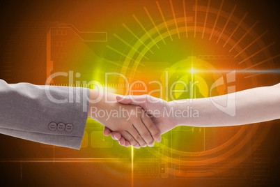 Composite image of handshake between two women Composite image of handshake between two women